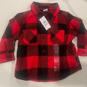 GAP Kids Red and Black Checkered Button Down Shirt